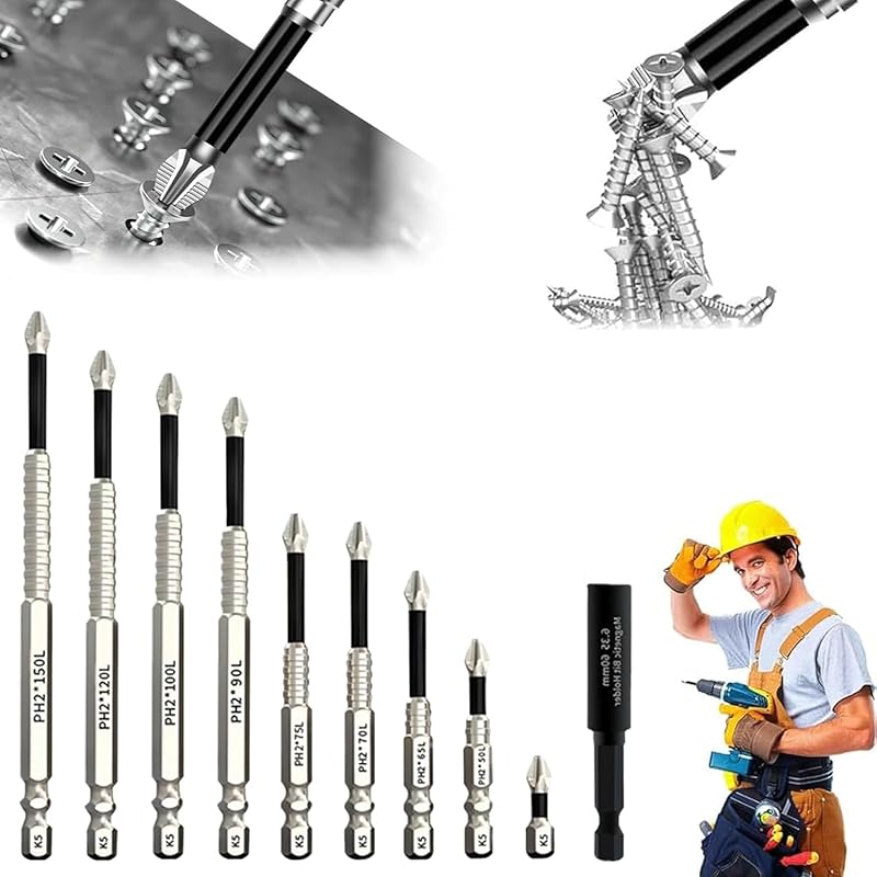 High Magnetic Screwdriver Drill Bit Set, 2025 New Magnetic Screwdriver Bits, Universal Anti Slip Magnetic Electric Screwdriver Set Suitable for Home