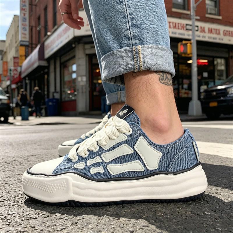MMY X AMIRI Collaborative Chunky Sneakers Low-Top Unisex Casual Shoes With Bone Motif Thick Sole