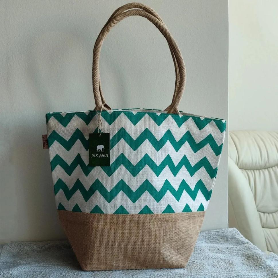 

Jute Shopping Bag Eco Shopper Beach Bag SRBG-32 Turquoise Meadow