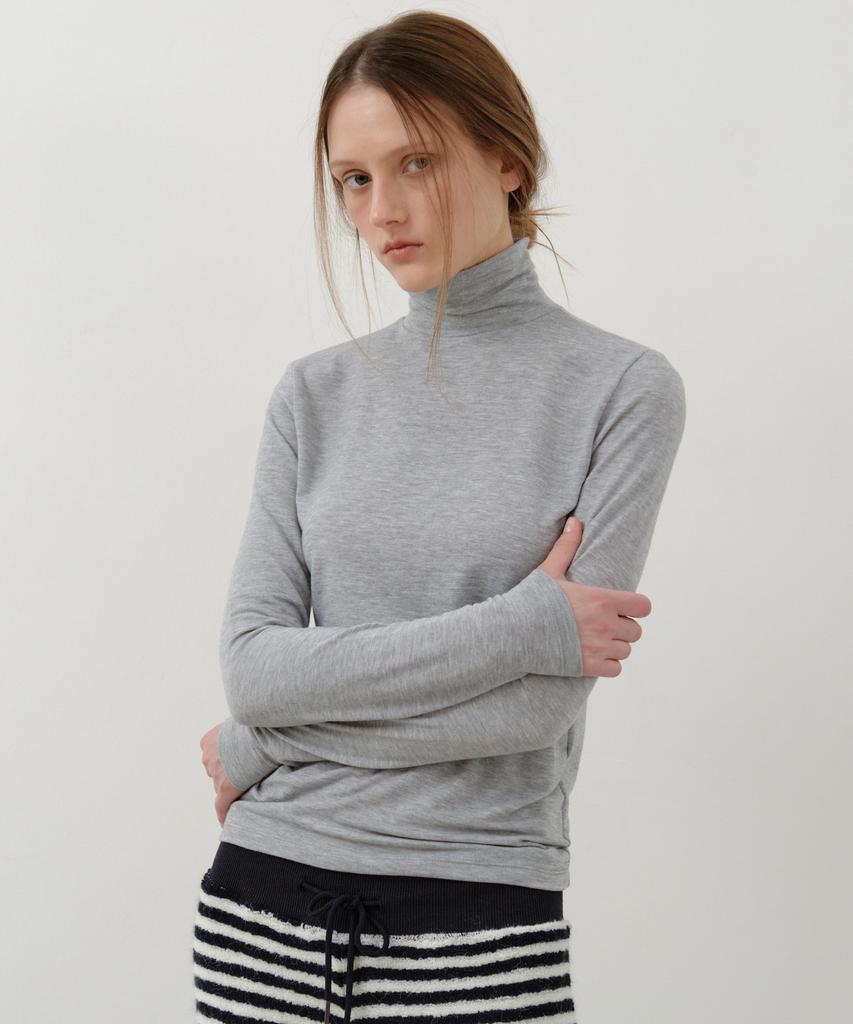 Wednesday Oasis For Woman Nasty Basic Turtleneck Long Sleeve T-Shirt_4 Colors (W25-Tp50)