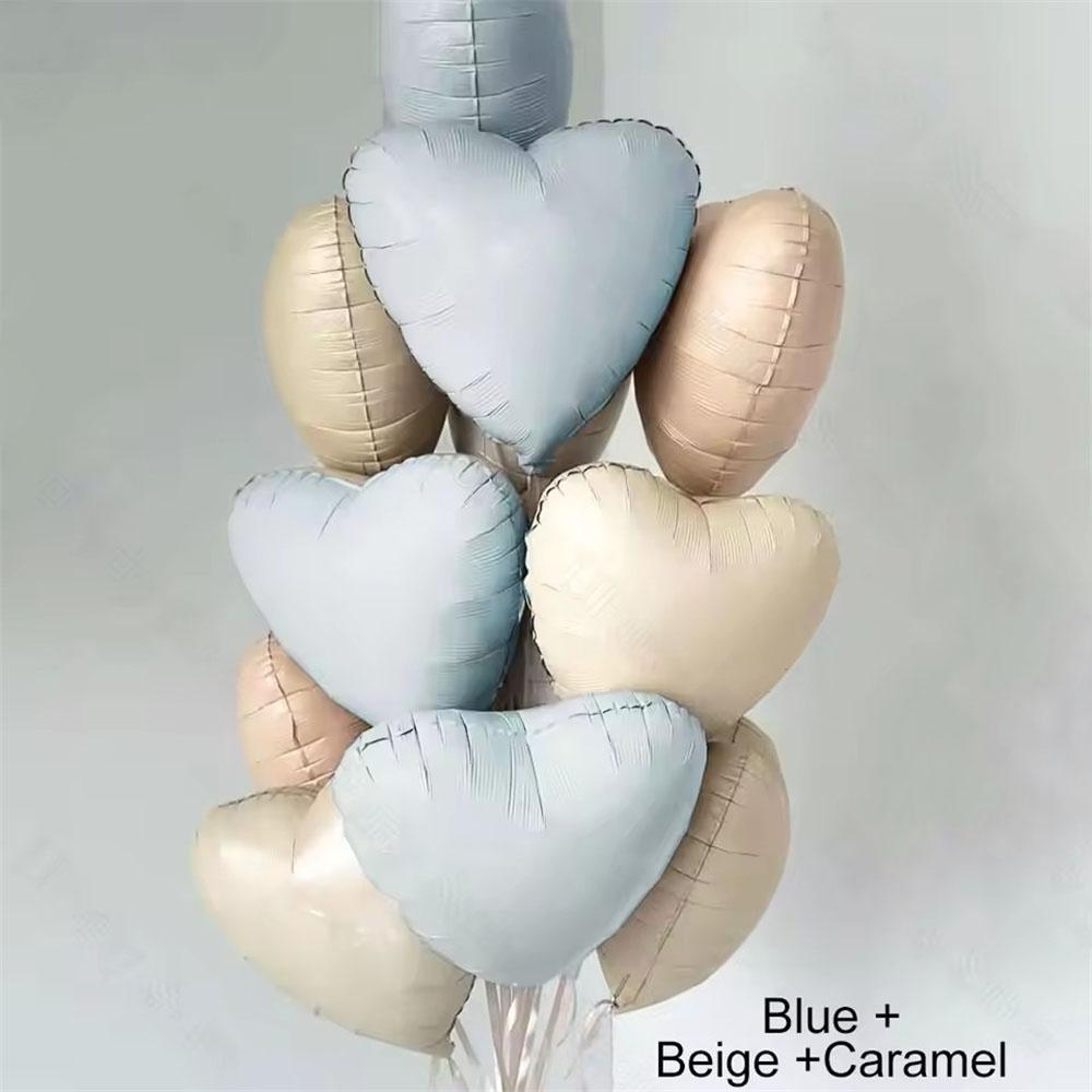 10pcs Cream Heart Foil Balloons Boho Matt Pink Blue Caramel Brown Beige Heart Balloons for Baby Shower Wedding Birthday Decor