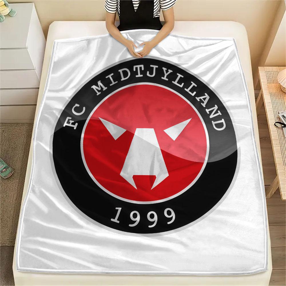 FC Midtjylland Logo FlAannel Blanket, High Quality Comfortable for All Seasons, Home Decor, Warmth and Comfort