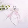 Bowknot Shaped Keychain Pendant Pearls Beaded Butterfly Knot Key Chain Fashionable Bow Ornament for Phones Car Key Bag