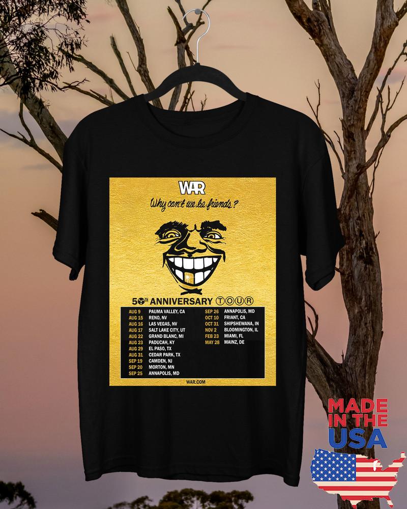 WAR The Band 50th Anniversary Tour Black Cotton T Shirt Full Size S-5XL Unisex T-Shirt S