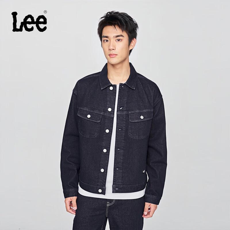 Lee Men's Fade-Resistant Dark Blue Brushed Denim Jacket