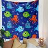 Cute Sea Creatures with Smiling Faces Patterned Tapestry Decorative Wall Hanging, Home Bedroom Living Room Decor