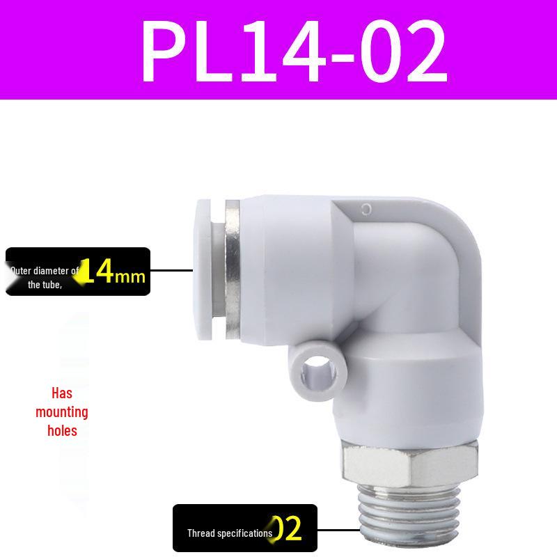 Premium White Male Thread Elbow PL8-02 Pneumatic Connector, 4-M5/6-01/10-03/12-04 Air Tube