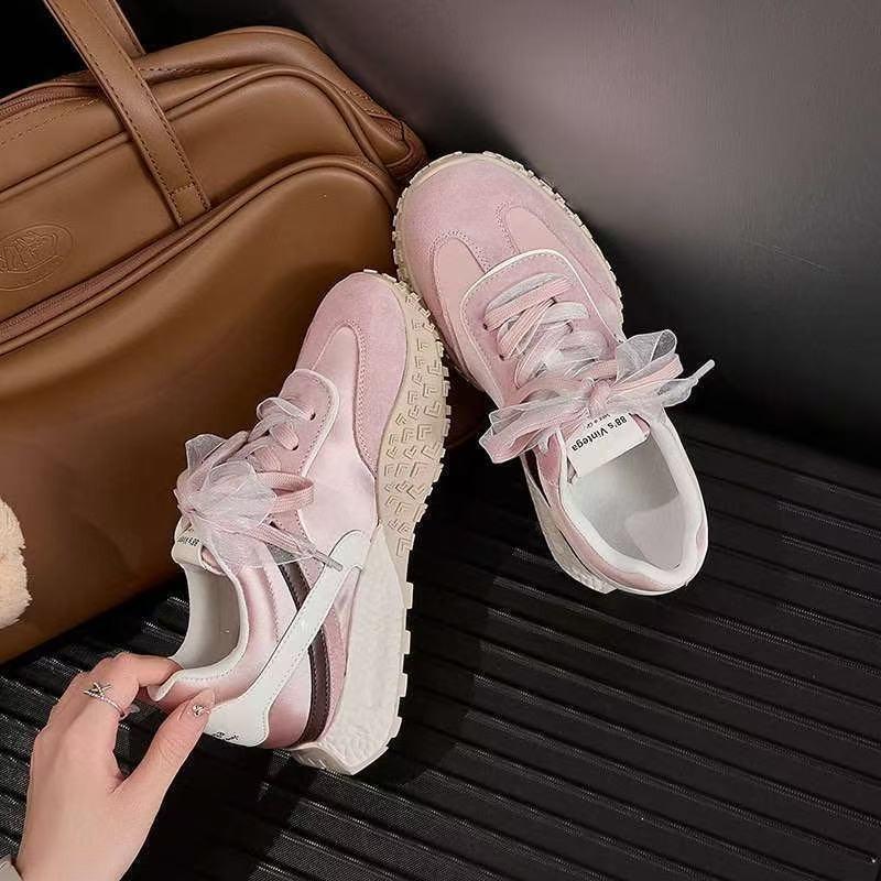 Women's spring new thick-soled versatile color matching shows height dad shoes ballet sneakers women