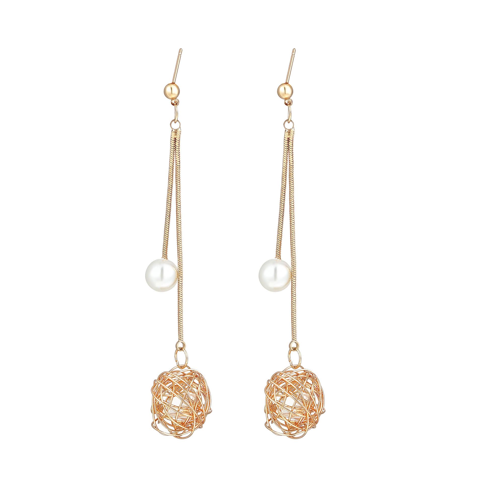 

Элегантные серьги-подвески из жемчуга и сплава - Универсальный европейский и американский стиль