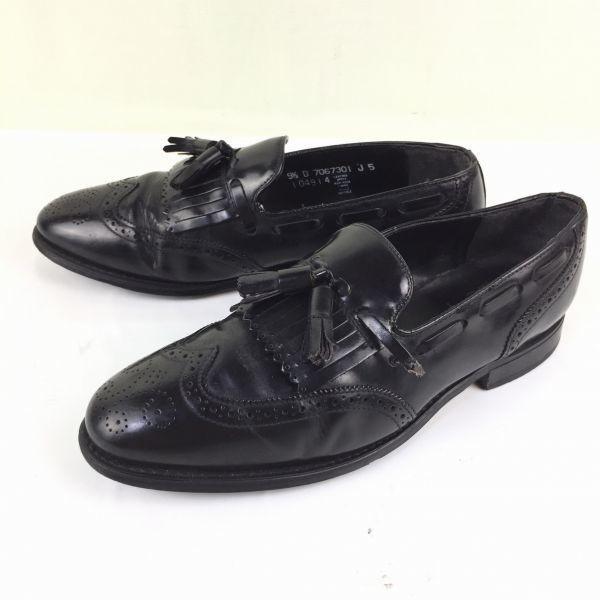 80er-90er Vintage NUNN BUSH Goodyear rahmengenäht Quasten-Loafer Schwarz Größe 9.5D 27.0 Leder(GEBRAUCHT)