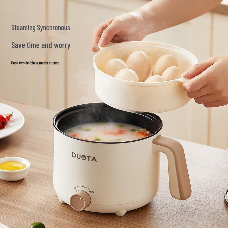 Multi-Functional Electric Cooker and Steamer for Dorms - Compact One-Person Hot Pot for Instant Noodles and More