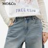 MO&Co. Women's Washed Indigo Wide-Leg Jeans