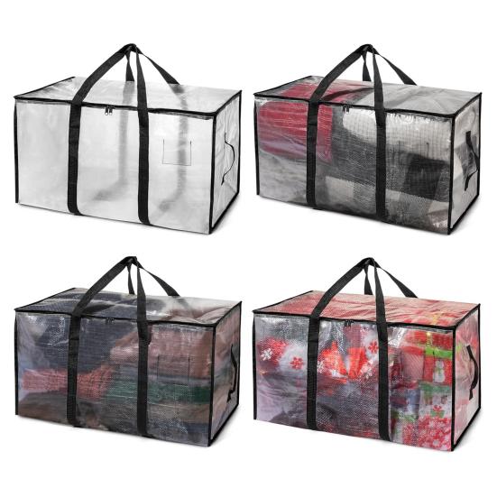 Heavy Duty Moving Bag Large Capacity Storage Tote with Reinforced Handles Zippered Moving Box with Label Pocket for Clothes Blankets Packing