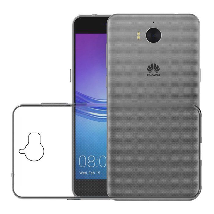 Coque et tour de cou pour Huawei Y5 2017 / Y6 2017 - TPU Souple Transparent Cordon Noir réglable Phonillico®