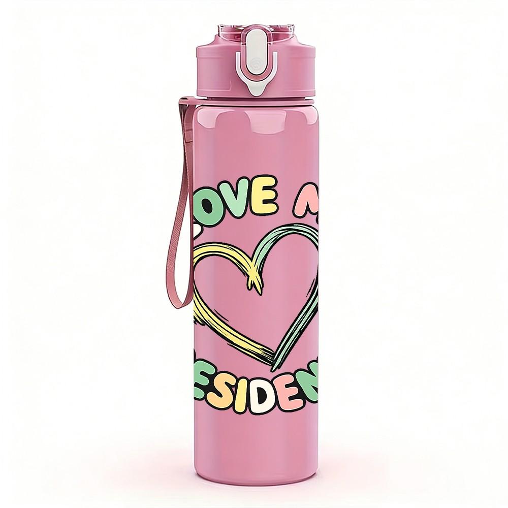 1PC Love My Rescued Heart Pet Art 750ml Color Plastic Sports Water Bottle Leakproof Flip Straw Lid Suitable for Sports Office Home Use
