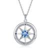 Collana Pendente Bussola Stella a Otto Punte Placcata Oro Bianco con Moissanite Colore D da 1/2 Carato