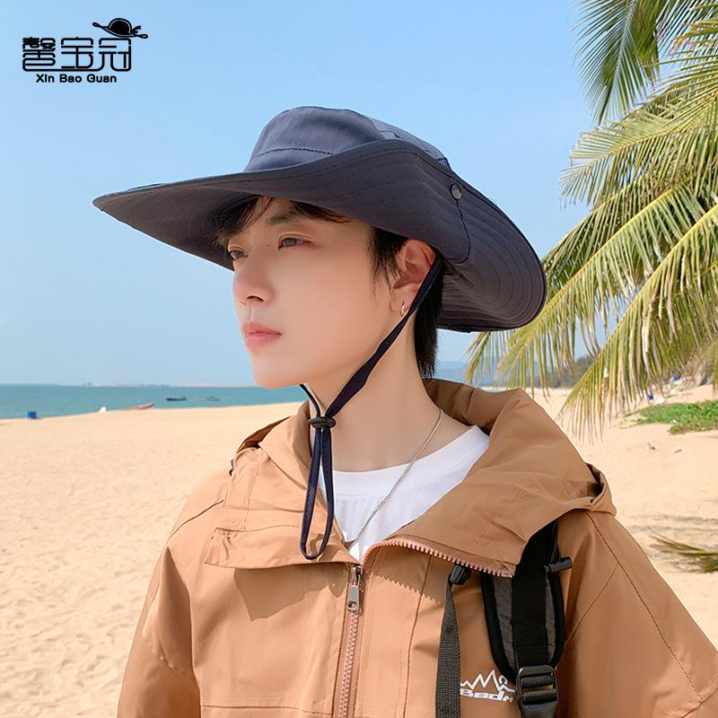 Summer men's outdoor fishing mountaineering sun protection hat breathable sun hat big brim UV protection bucket hat 9240