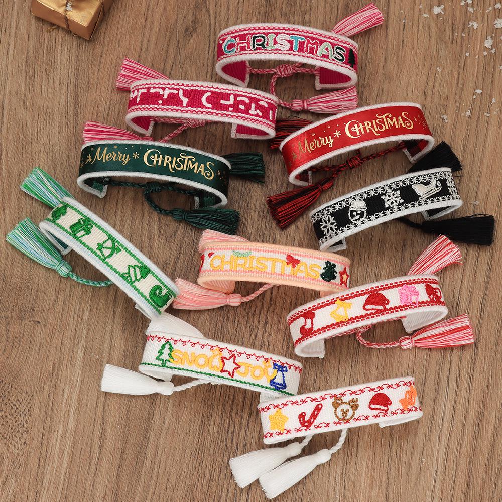 

Festive Hand-Woven Christmas Tree Tassel Bracelet with Creative Logo