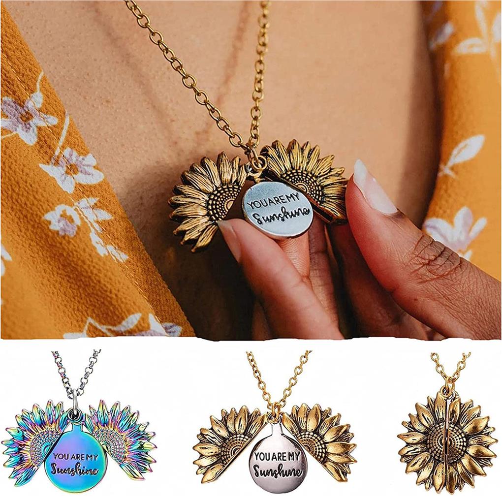 Sunflower Necklace Supplies Floral Applicable Letter Decor Pendent Chic Widely Shaped Exquisite Jewelry Double-Layer Girl