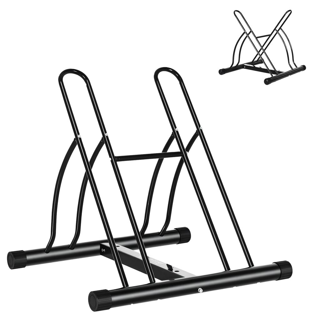 Bike Rack, for 2 Bicycles, Parking Stand, 60 x 54 x 57 cm, Black