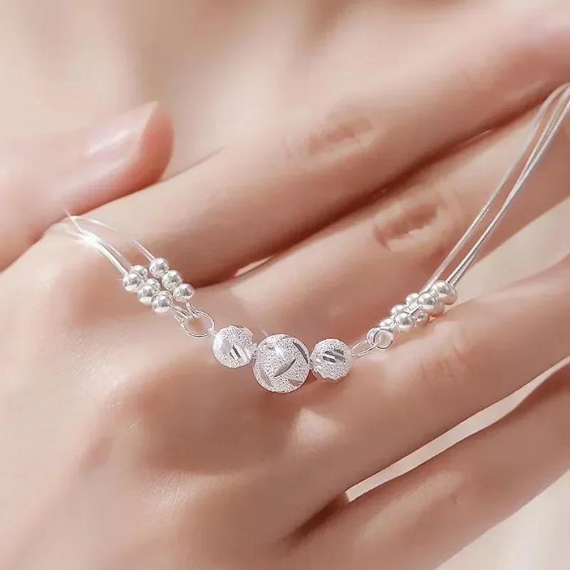 Fine 925 Silver Lucky Beads Bracelets For Women Luxury Designer Multilayer Adjustable Bracelet Wedding Jewelry Gift