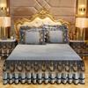 Thick Bed Skirt Three-Piece Winter Crystal Velvet Fleece-Lined Quilted Bedspread Quilt Cover Velvet Bed Skirt