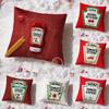 Funny Ketchup Label Cushion Cover Premium Comfort Reversible Pillow Cove -Two In One Design for Any Room & Car Interior