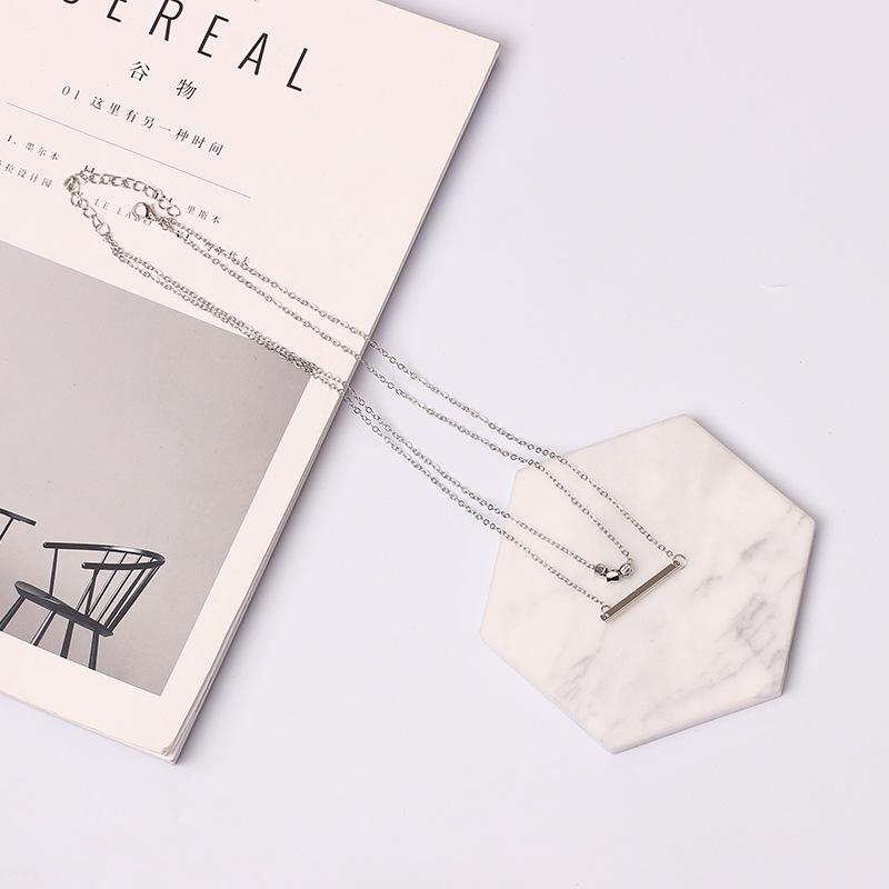 Minimal Natural Multi Pendant Necklace, Trendy Metal Clavicle Chain