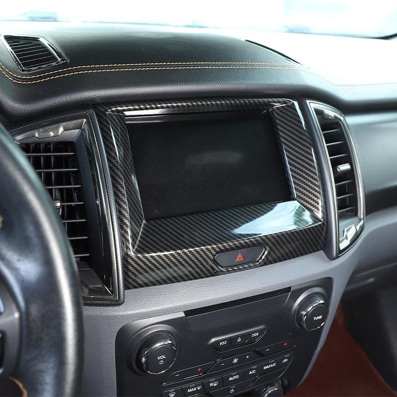 ABS Carbon Fiber Car Center Control Navigation Decorative Frame Sticker For For Ford Ranger Wildtrak 2015- Car Accessories