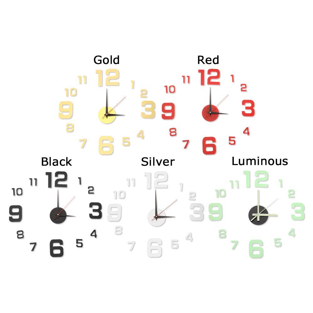 DIY Luminous Stickers Wall Decor Wall Clock Digital Clock 3D