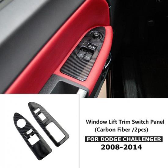 Carbon Fiber Style Window Lift Switch Panel Cover Tirm For Dodge Challenger