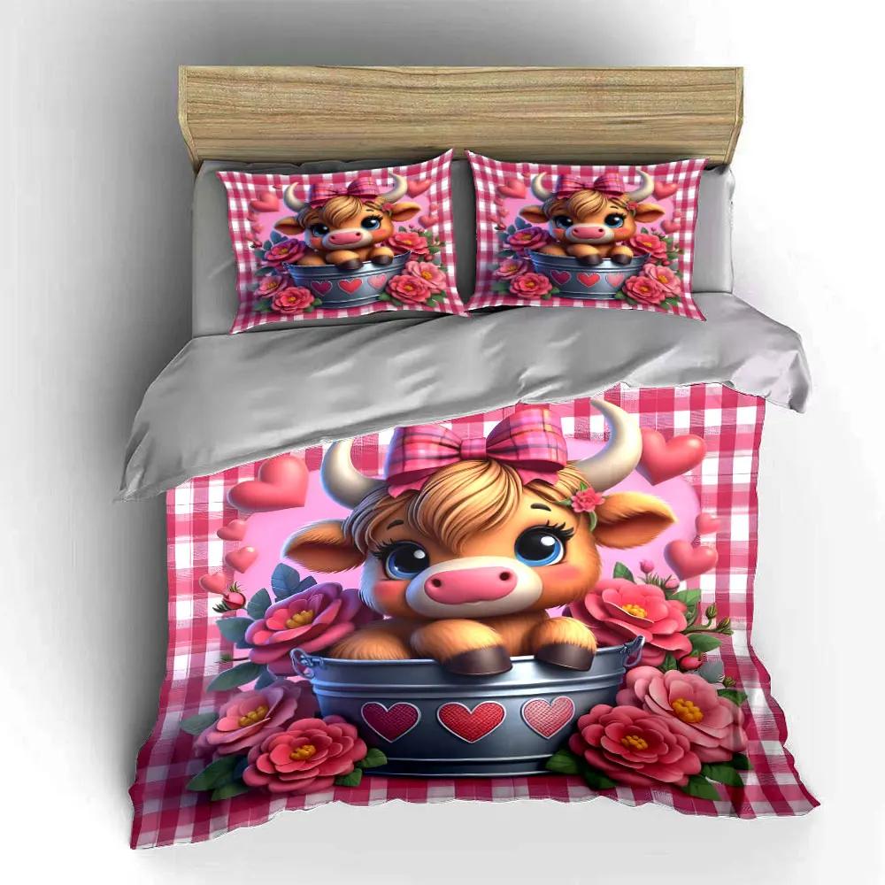 Cute Cow Themed Home Decor Multiple sizes kid's and adults' bedroom Exquisite 3PC bedding set, gift