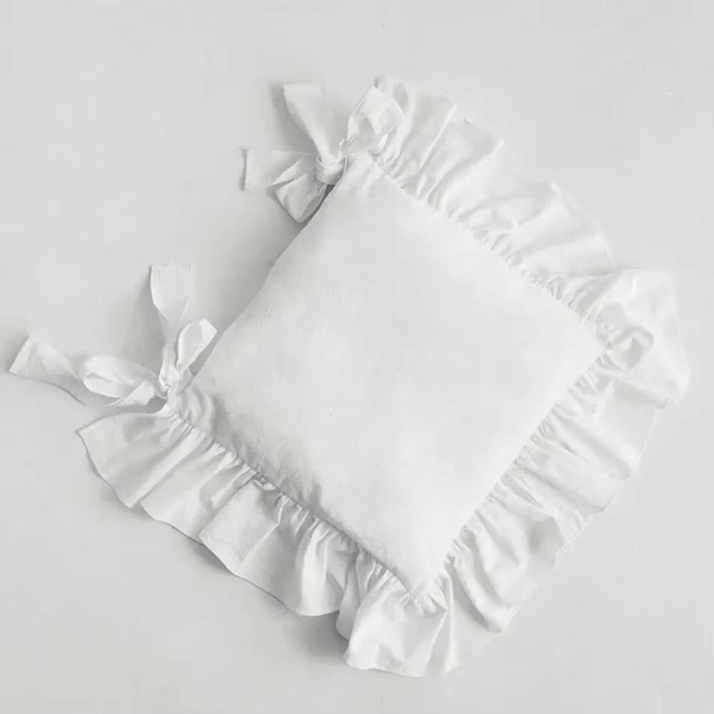 

Princess Frill Vintage Ruffled Chair Cover Soft Comfortable Seat Mat Cover Anti-dirty with Ties Chair Cushion Covers Cafe 15.75x15.75 in белый