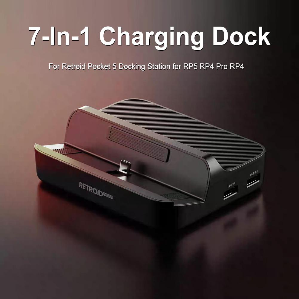7 In 1 Charging Dock for Retroid Pocket 5 Docking Station PD Charging HDMI-Compatible Charger Dock Station for RP5 RP4 Pro RP4
