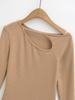 Women's Designer Long-Sleeve Hollow Top: Niche Autumn/Winter, Plush, Slimming, Hot Girl Style, Base T-Shirt