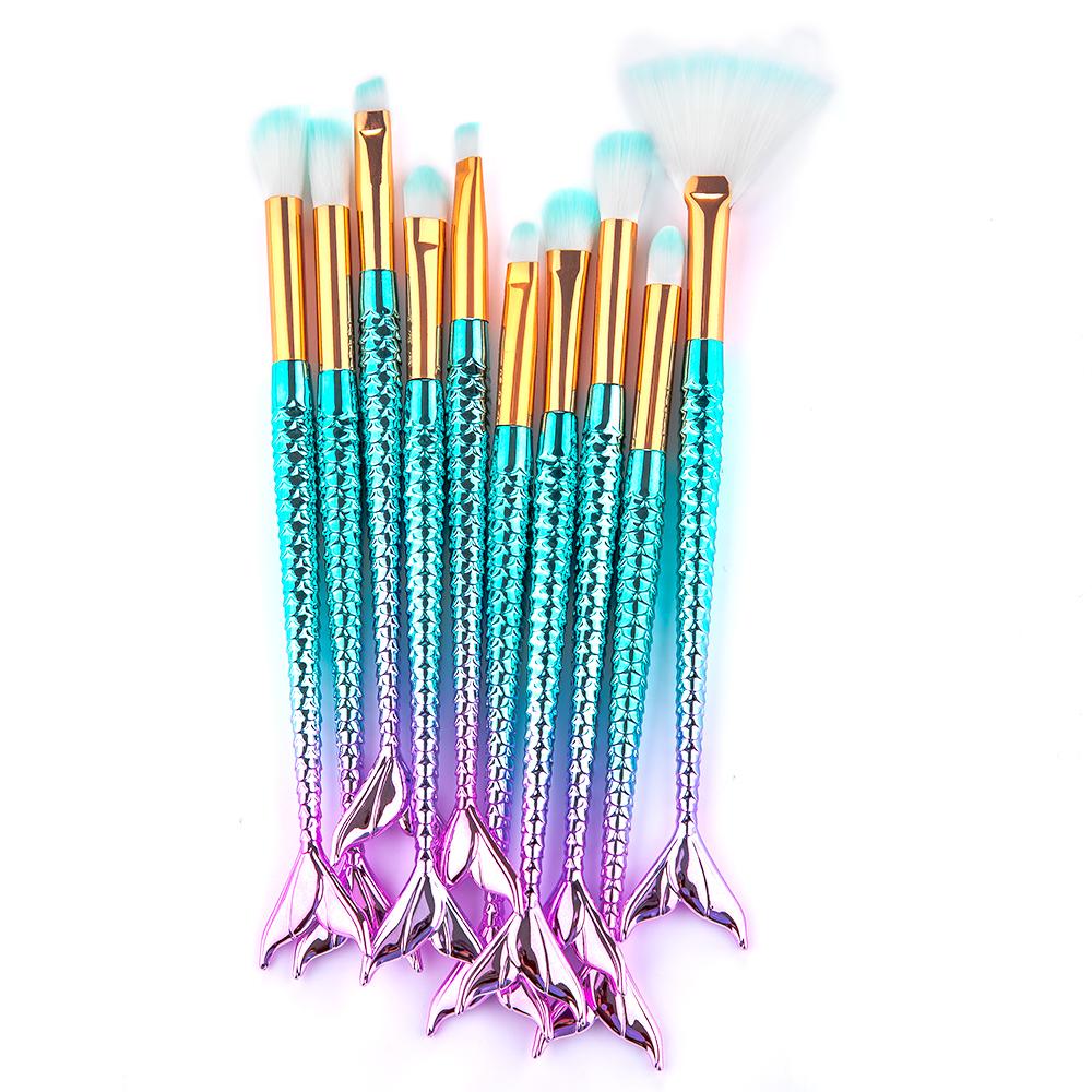 

10/11pcs Makeup Brushes Kit maquiagem maquillaje New Mermaid Foundation Eyebrow Eyeliner Cosmetic makeup Brushes