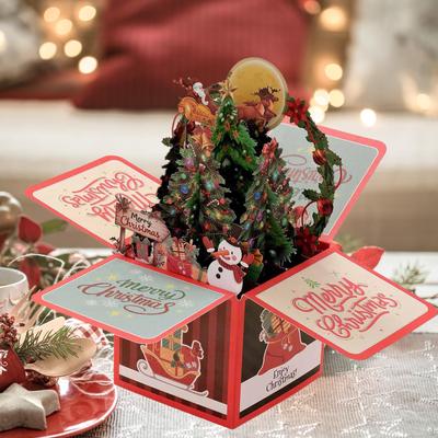 3D Christmas Card,Warm Present Giving Gift Popup Greeting Card with Envelope for Xmas Family Friends