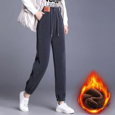 Women's  Autumn/Winter New Plush Thickened Fur Fashion Casual Warm Cotton Pants