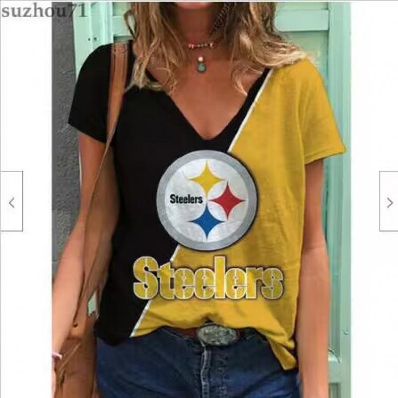 Summer V-neck 3D Football Team Printed Top Fashionable Casual Short Sleeved Women's T-shirts