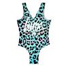 Girls Neon Leopard Print One Piece Swimsuit