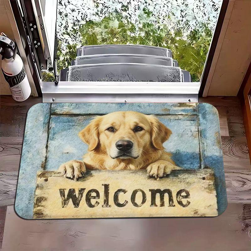 Retro Animal Printed Foot Mat, Entrance Water Absorbing Carpet, Indoor And Outdoor Anti Slip Floor Mat, Home Decoration