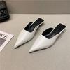 Fashion Woman Slippers Pointed Toe Outside Job Sandals Slides Mules Low Heel White Shoes for Women with Comfortable Luxury Korea Style