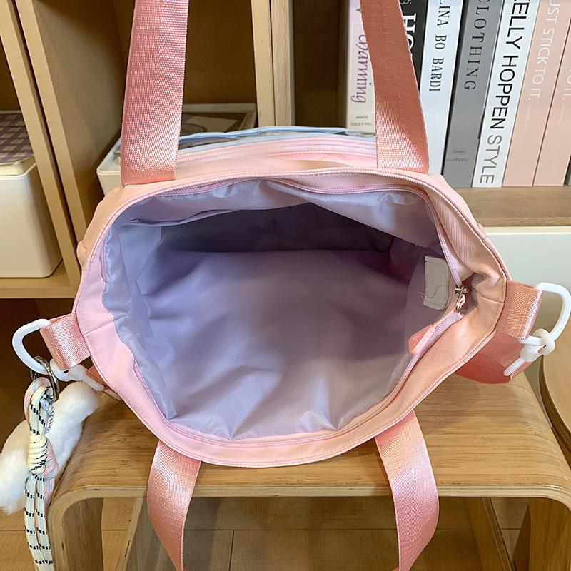 Color Block Shoulder Bag Durable Student Tote Bag Campus Crossbody Bag