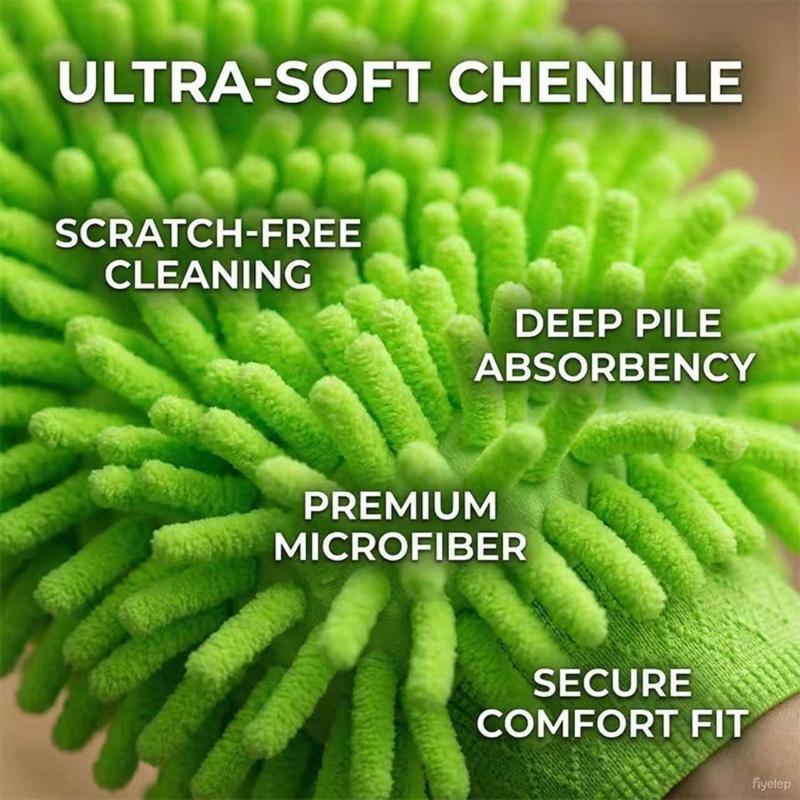 Double Layer Wool Blend Vehicle Wash Mitts Superior Dust Absorption Ergonomic Design Safe For Paint Glass Trim