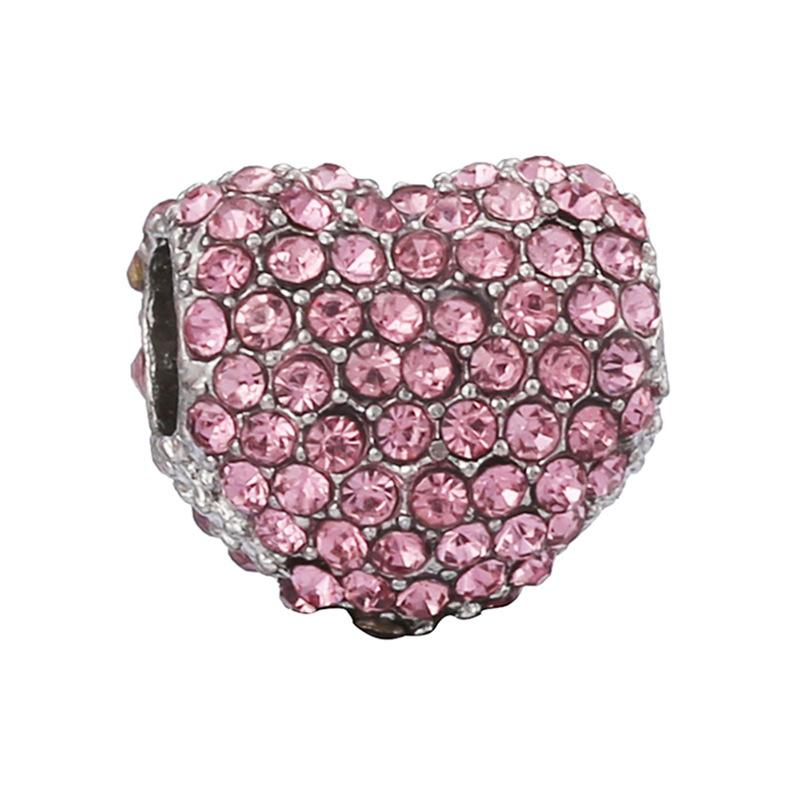 New Silver Plated Pink Diamond Butterfly Alloy Large Hole Charm Beads For DIY Bracelet Necklace Jewelry Accessories Gift
