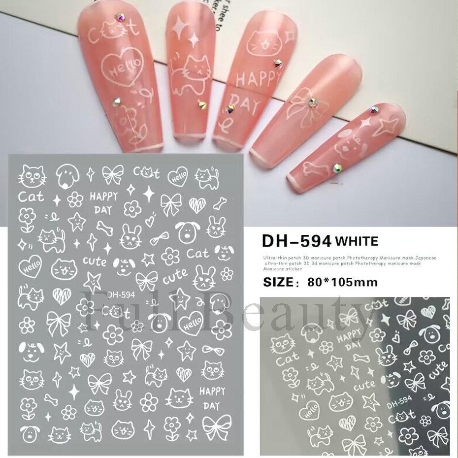 Nail Art Sticker, Little Spirit Snake, Moon, Mango, Gold And Silver, Black And White Snake Cartoon Nail Sticker.