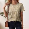 Summer Fashion Casual Versatile Retro Printed Women's Round Neck Short Sleeved T-Shirt