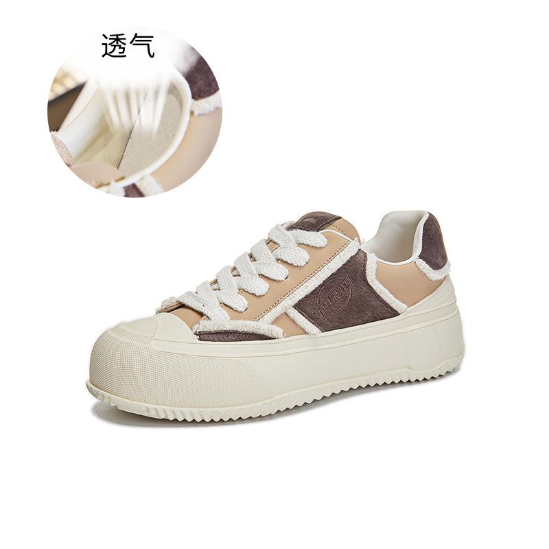 

Leather little white shoes women s spring 2025 new retro casual board shoes heightened platform shoes women s fashion contrasting women s shoes 35