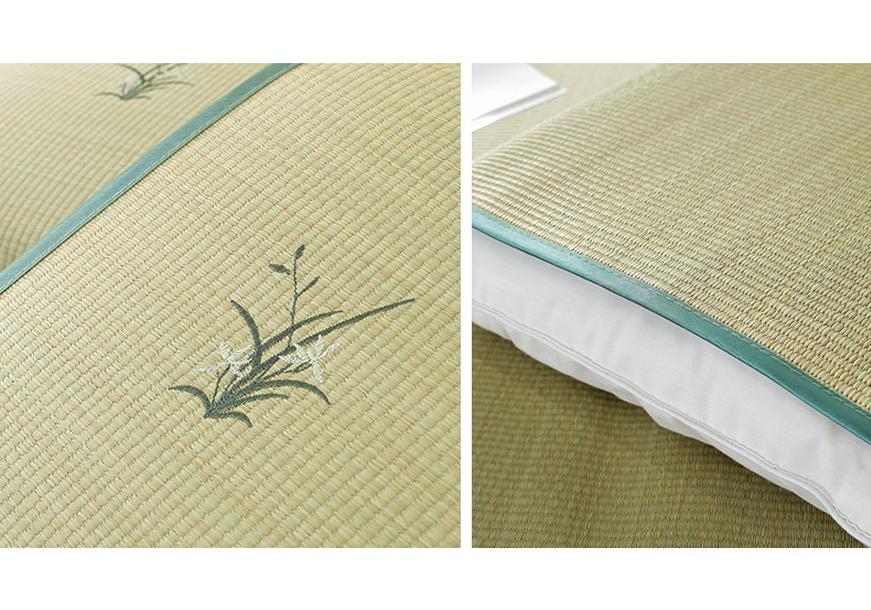 Breathable Summer Orchid Grass Pillow with Pillowcase - Natural Rush Mat for Adults