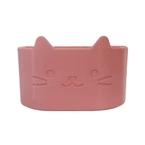 

Toothbrush Holder Cartoon Cat Design Multifunctional Bathroom Organizer Makeup Brushes Pens Kitchen Utensils Holder рожевий